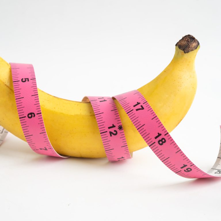 Banana with measuring tape, penis health.